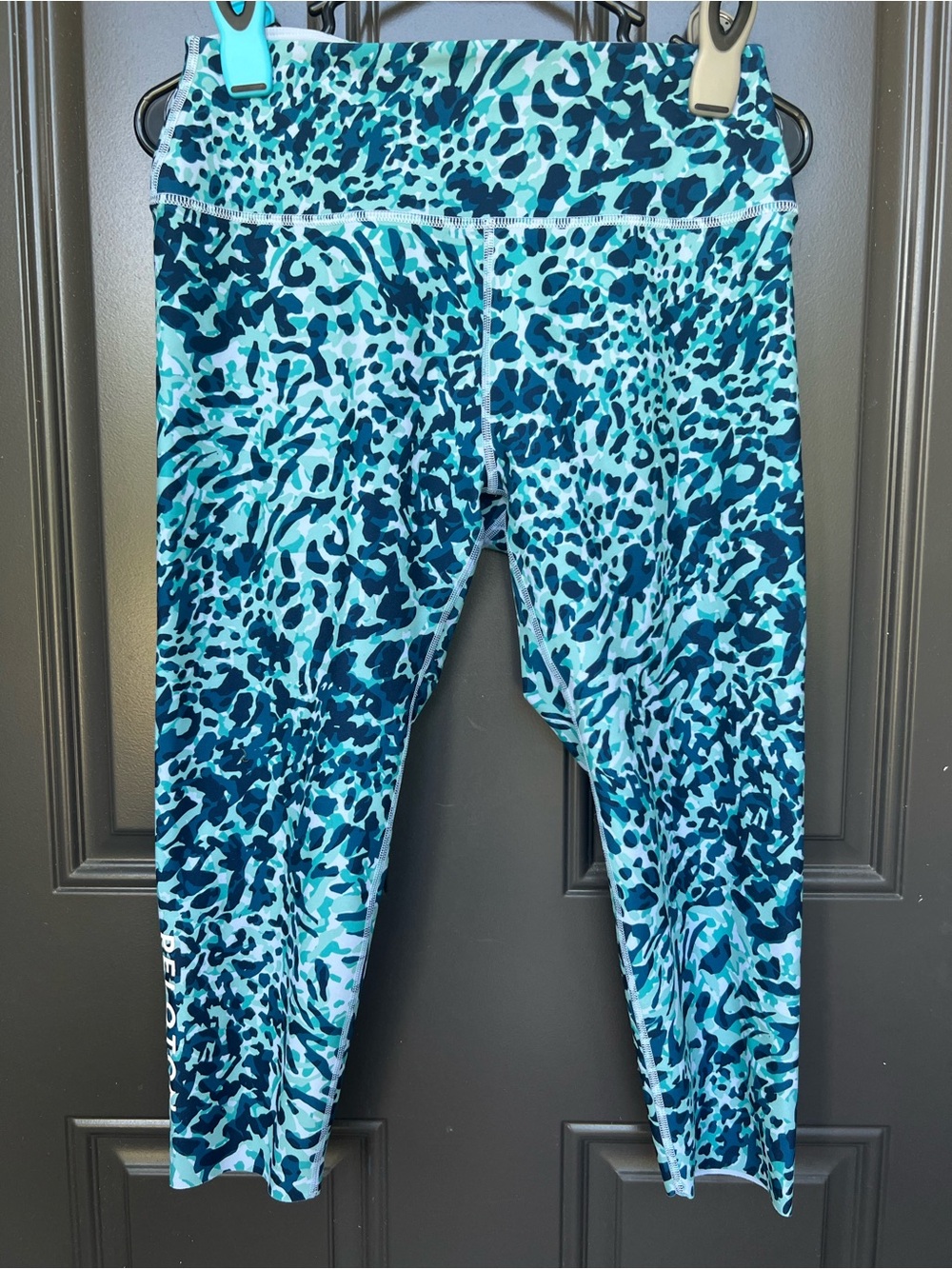 Peloton Blue Teal Animal-Print Active Leggings